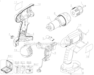 Part Location Diagram of 5102939-08 DeWALT Clamshell Set